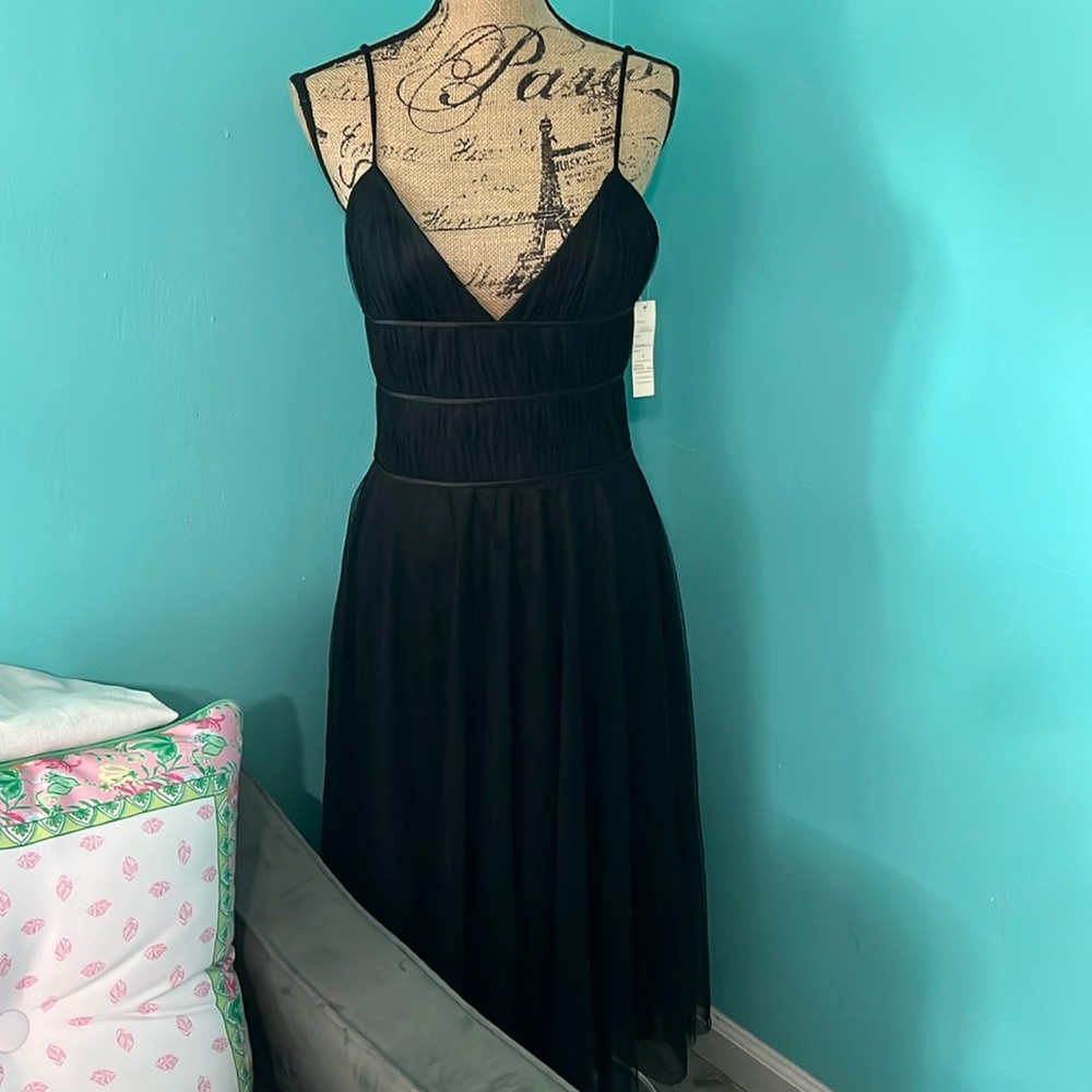 Laundry By Shelli Segal Black Spaghetti-Strap Midi Dress